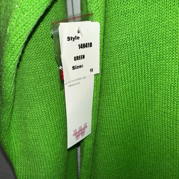 NWT! Vintage Tiara International Christmas Santa Cardigan Sweater Green & Red 1X - Picture 6 of 11